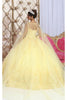 Layla K LK226Y Detachable Mesh Cape Corset Yellow Quince Ball Gown - Dress
