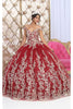 Layla K LK228 Off Shoulder Butterfly Embroidery Quinceanera Ball Gown - BURGUNDY / 4 - Dress
