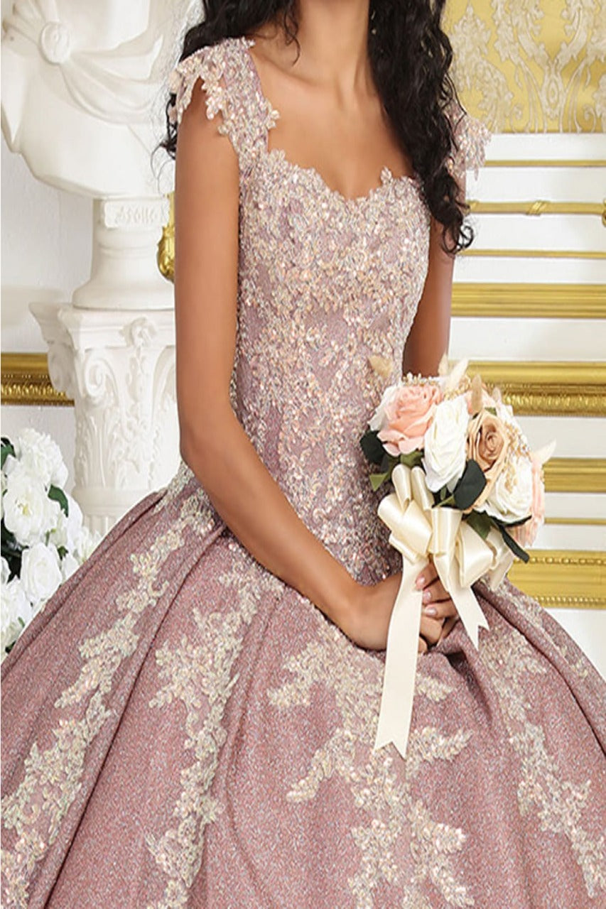 Layla K LK229 Beaded Appliques Mauve Corset Quince Ball Gown - Dress