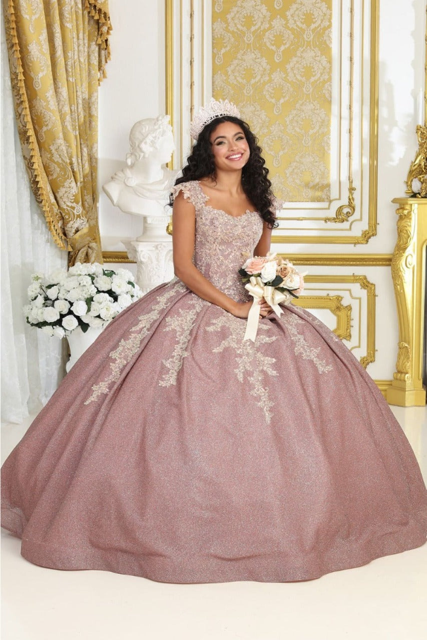 Layla K LK229 Beaded Appliques Mauve Corset Quince Ball Gown - MAUVE / 4 - Dress