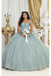 Layla K LK235 3D Floral Oversized Bow Quince Ball Gown With - SAGE / 4 - Dress