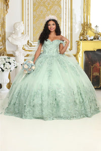 Layla K LK236 Sweetheart Lace up Back 3D Embellished Quince Gown - SAGE / 4 - Dress