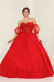 Layla K LK237 Sweetheart Floral Lace Glitter Princess Ball Gown - RED / 4 - Dress