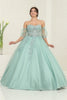 Layla K LK237 Sweetheart Floral Lace Glitter Princess Ball Gown - SAGE / 4 - Dress