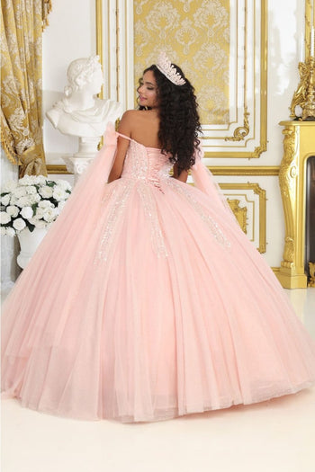 Layla K LK238 Beaded Blush Corset Back Quinceanera Gown - Dress