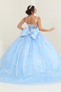 Layla K LK239 Glitter 3D Butterfly Bow Accent Quinceanera Gown - Dress