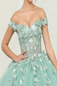 Layla K LK240 Sheer Corset Appliqued Sweet 16 Ball Gown - Dress