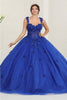 Layla K LK242 V-Neck 3D Butterfly Sheer Ball Sweet 16 Gown - ROYAL / 4 - Dress