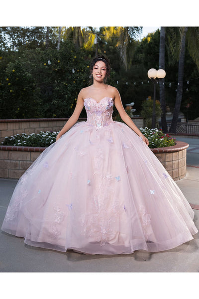 Layla K LK246 Corset Bodice Glitter Quinceanera Long Gown - BLUSH / 2 - Dress
