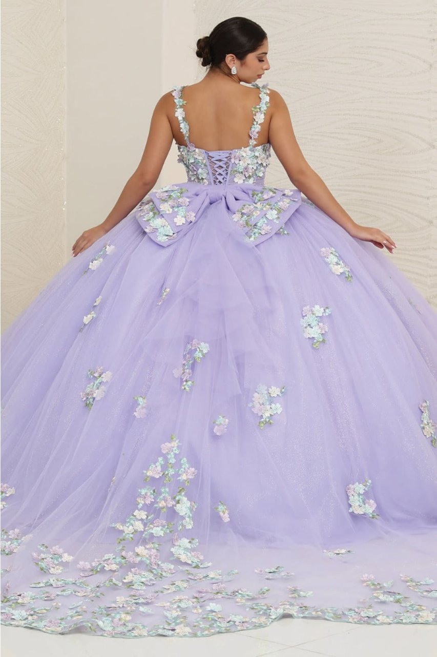 Layla K LK249 Lilac/Multi Floral Spaghetti Strap Quinceanera Gown - Dress