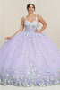 Layla K LK249 Lilac/Multi Floral Spaghetti Strap Quinceanera Gown - LILAC/MULTI / 2 - Dress