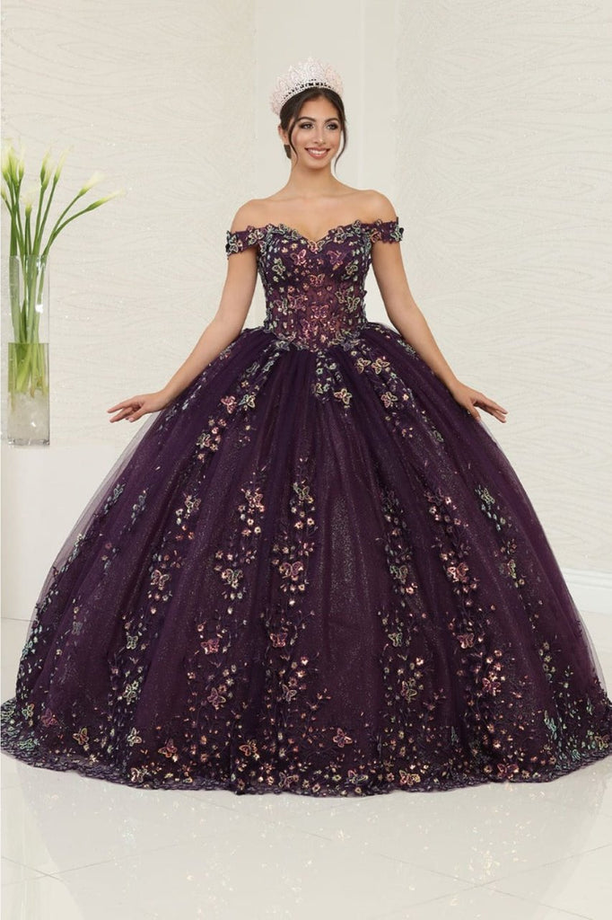 Layla K LK252 Sweetheart Corset Embroidered Sweet 16 Ball Gown - EGGPLANT / 2 - Dress