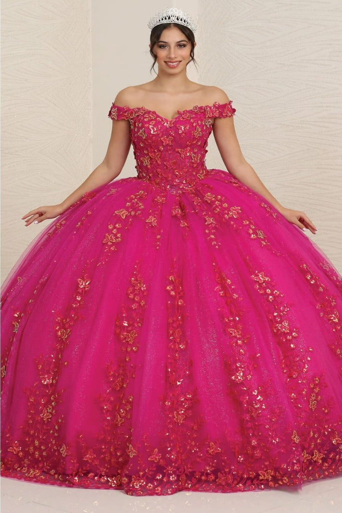 Layla K LK252 Sweetheart Corset Embroidered Sweet 16 Ball Gown - MAGENTA / 2 - Dress