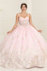 Layla K LK256 Sheer Bodice Floral Sleeveless Blush Quinceanera Gown - BLUSH / 2 - Dress