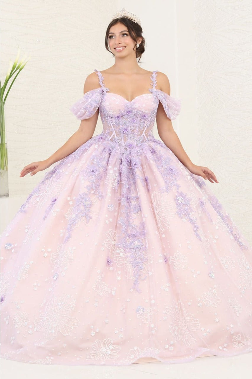 LILAC/BLUSH Layla K LK257 Sheer Corset Bodice Lilac/Blush