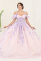 Layla K LK257 Sheer Corset Bodice Lilac/Blush Embellished Quince Gown - LILAC/BLUSH / 4 - Dress