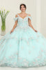 Layla K LK258 Sweetheart Mint Floral Masquerade Ball Gown - MINT / 4 - Dress