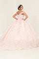 Layla K LK259 Off-Shoulder Glitter Corset Blush Masquerade Ball Gown - Dress