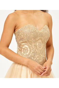 Layla K LK74 Strapless Embroidered Sweet 16 Quinceanera Ball Dress - CHAMPAGNE / 4 - Dress