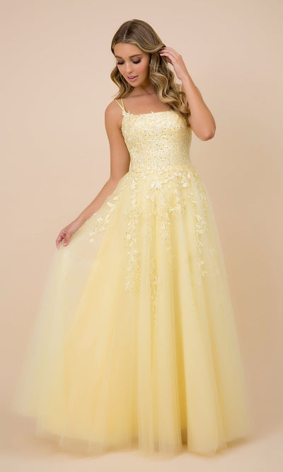Narianna-Lace-Up Tulle Long Prom Ball Gown with Embroidery