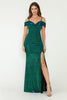 Lenovia 5213 Cold Shoulder Metallic Slit Long Red Carpet Evening Dress - Dress