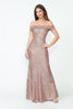 LENOVIA 5224 Off Shoulder Sequined Long Formal Dress - MAUVE / XS - Dress