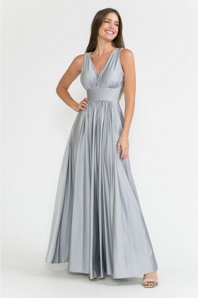 Lenovia 5232 Sleeveless Flared Simple Side Pocket Bridesmaids Dress
