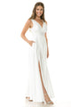 Lenovia 5232B Ruched Side Slit Ivory Wedding Reception Dress - Ivory / S - Dress
