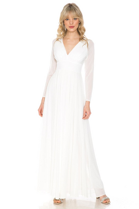 Ivory Bridesmaid Dresses-Inexpensive Lenovia 5234 Long Sleeve Sheer