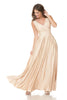 Lenovia 5242 Side Pockets A-line Shiny Formal Gown - CHAMPAGNE GOLD / S - Dress