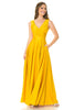 Lenovia 5242 Side Pockets A-line Shiny Formal Gown - GOLDEN / S - Dress