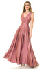 Lenovia 5242 Side Pockets A-line Shiny Formal Gown - Dress