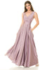 Lenovia 5242 Side Pockets A-line Shiny Formal Gown - PLUM / S - Dress