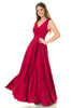 Lenovia 5242 Side Pockets A-line Shiny Formal Gown - SCARLET / S - Dress