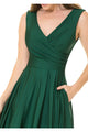 Lenovia 5242C V-neck Long Bridesmaids Simple Flowy Gown - Dress