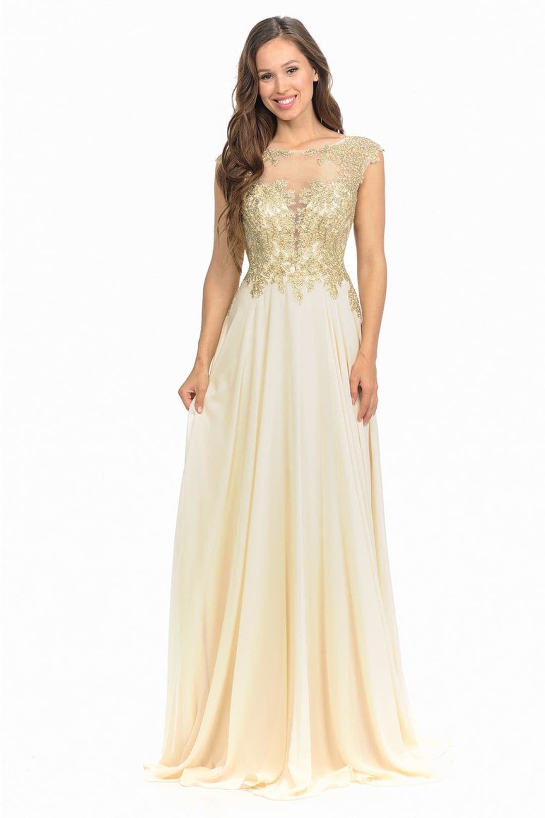 Classy Special Occasion Gown - CHAMPAGNE / XS