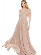 Lenovia 8139 Short Sleeve Mother Of The Bride Gown