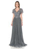 Lenovia 8139 Short Sleeve Mother Of The Bride Gown - CHARCOAL / S