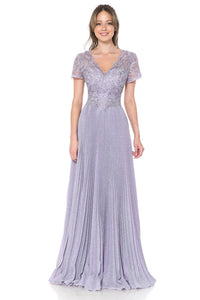Lenovia 8139 Short Sleeve Mother Of The Bride Gown - LILAC / S