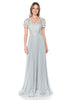 Lenovia 8139 Short Sleeve Mother Of The Bride Gown - SILVER / S