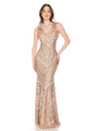 Lenovia USA 5150 V-Neck Mermaid Sequined Long Evening Prom Dress - NUDE / XS - Dress
