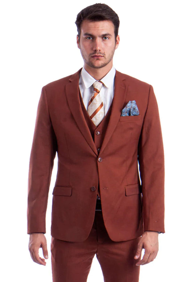 Light Brown Groomsmen Suit for Men & Boys - Perfect for Weddings + Free Tie - Light Brown / 34Short - Suits