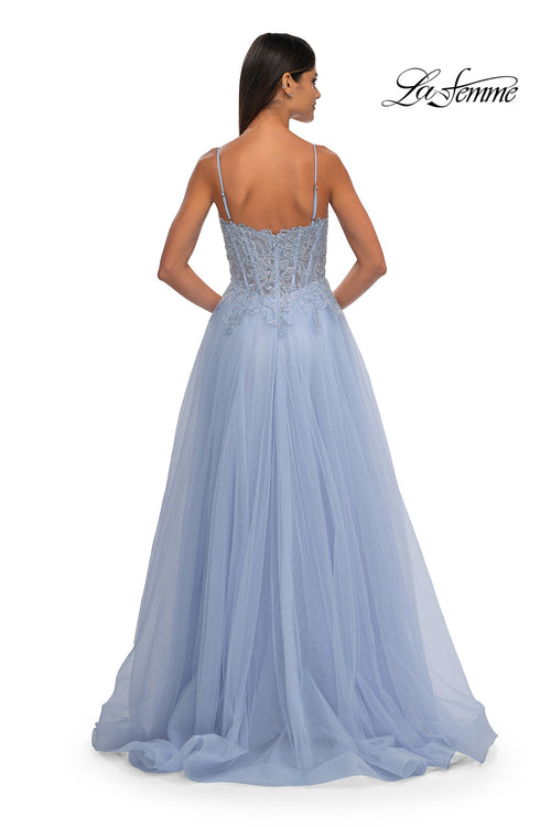 La Femme 32646 Lace Applique Sleeveless Prom Gown