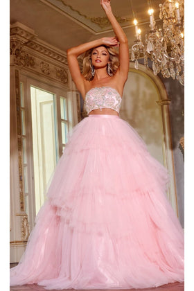 Light Pink Two-Piece Prom Ball Gown: Jovani D5112