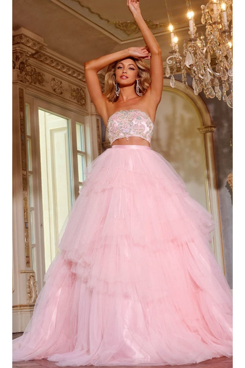 Light Pink Two-Piece Prom Ball Gown: Jovani D5112 - Pink / Apparel & Accessories > Clothing > Dresses