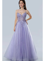 Lilac Prom Dress Glitter Corset Ball Gown Stella Couture 25140