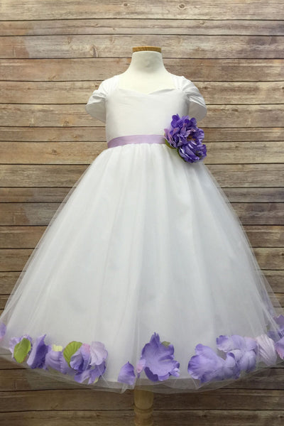Tulle Flower Dress with Lavender or Coral Sash and Floating Petals by Bella Princess 222