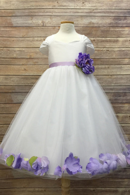 Tulle Flower Dress with Lavender or Coral Sash and Floating Petals by Bella Princess 222