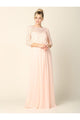 Long 3/4 Sleeve Mother of the Bride Chiffon Dress - The Dress Outlet
