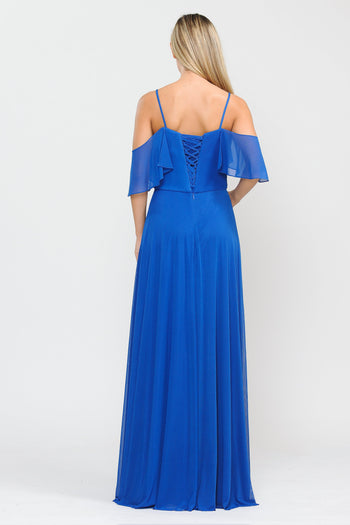 Vestido largo de corte A con hombros descubiertos de Poly USA 8552